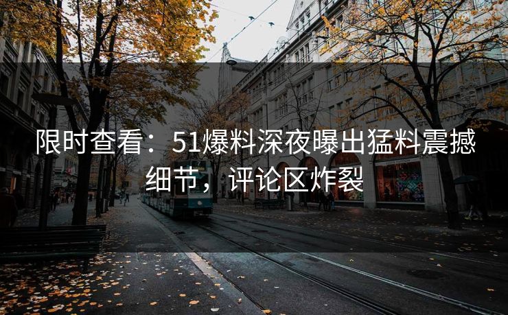 限时查看：51爆料深夜曝出猛料震撼细节，评论区炸裂