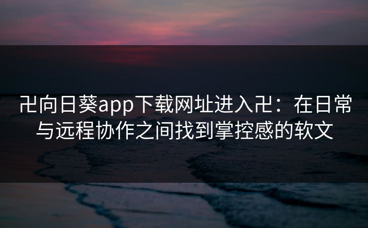 卍向日葵app下载网址进入卍：在日常与远程协作之间找到掌控感的软文