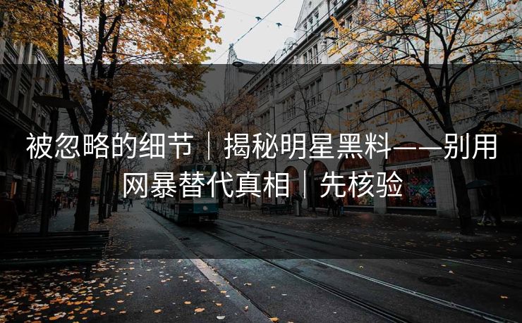 被忽略的细节｜揭秘明星黑料——别用网暴替代真相｜先核验