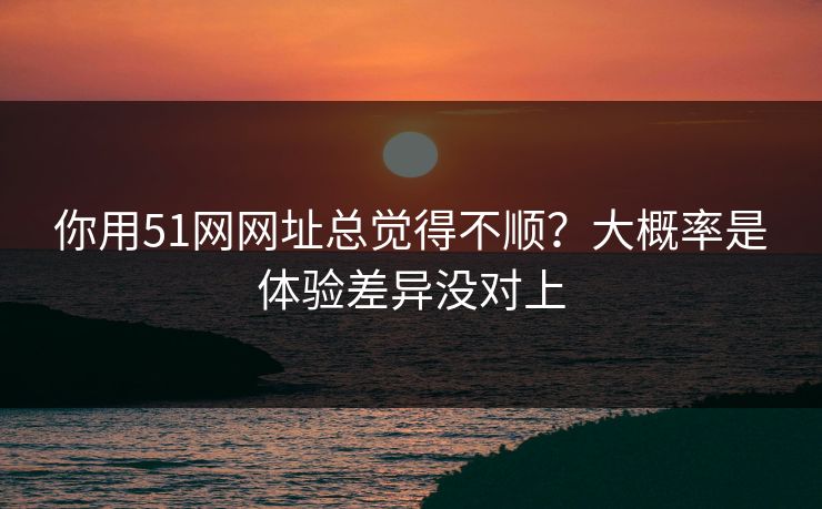 你用51网网址总觉得不顺？大概率是体验差异没对上