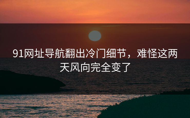 91网址导航翻出冷门细节，难怪这两天风向完全变了